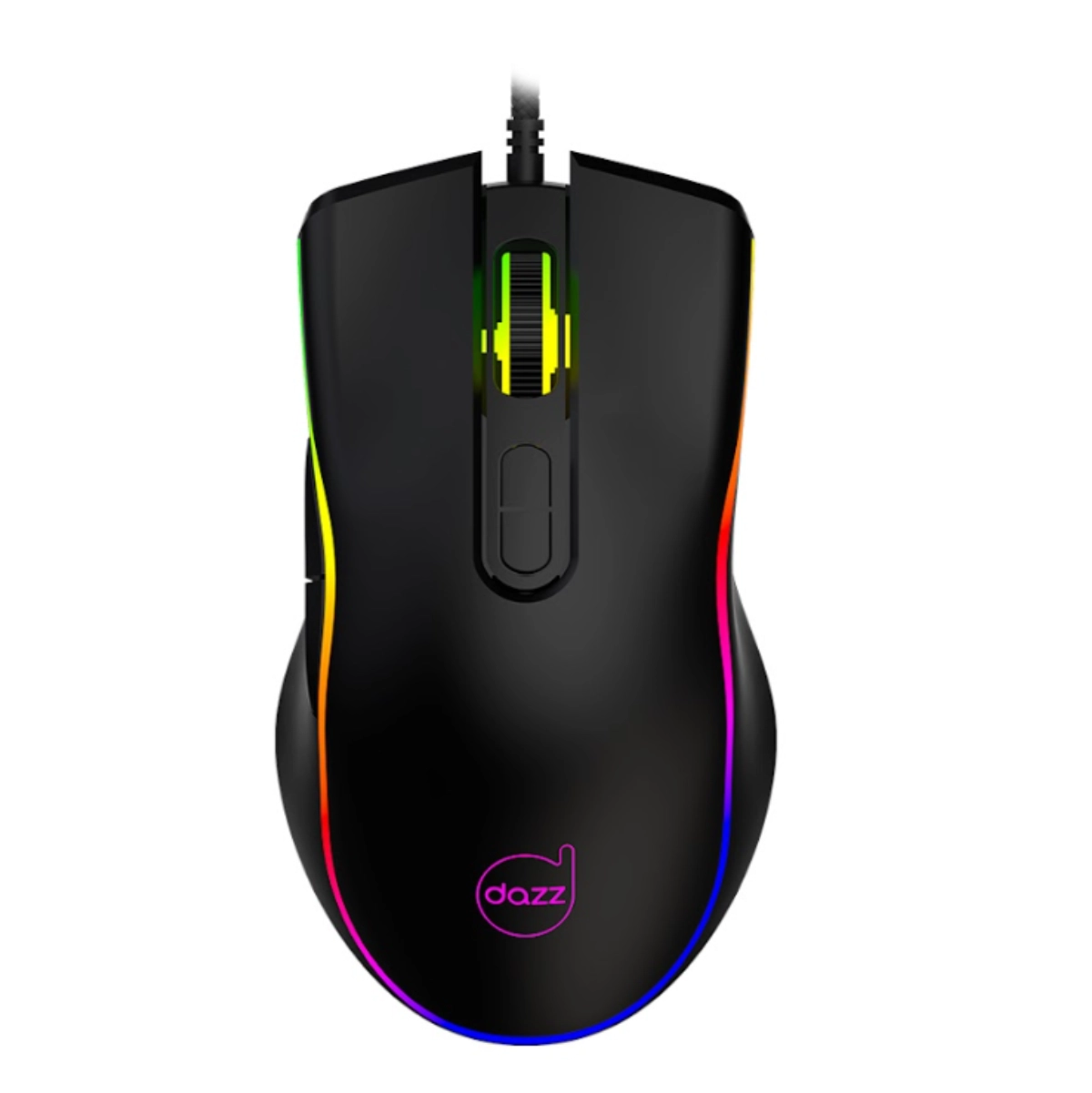 MOUSE GAMER RAINBOW 3600DPI RGB COM FIO PRETO - DAZZ