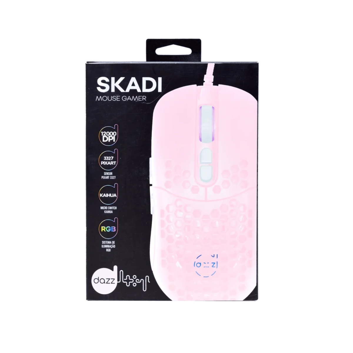MOUSE GAMER SKADI COM 12000 DPI USB 2.0 1,5M DE CABO DAZZ ROSA