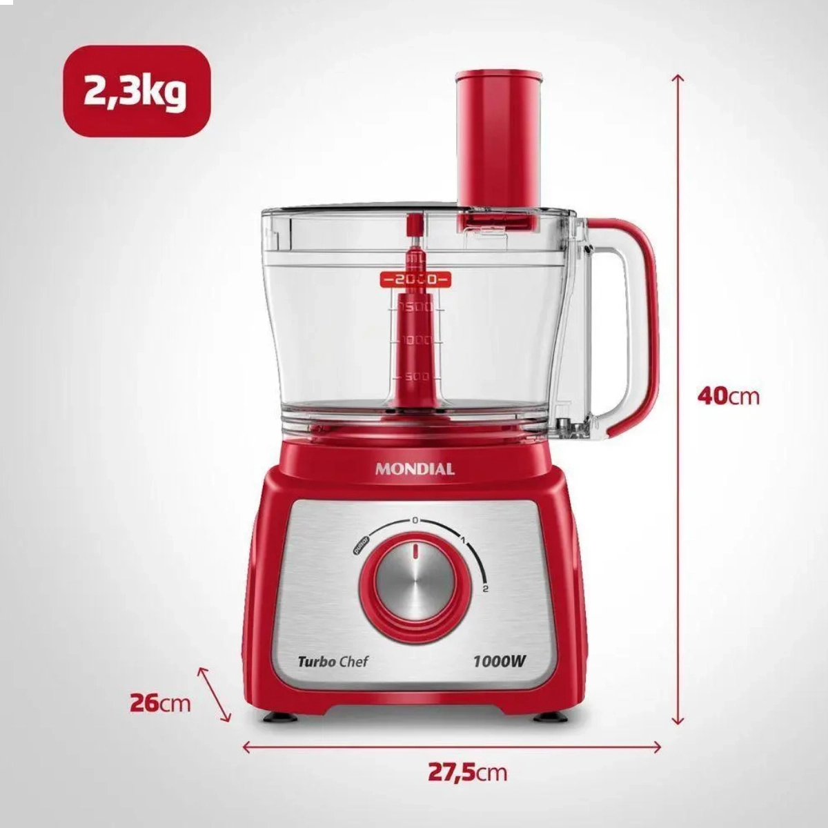 MULTI PROCESSADOR TURBO CHEF MONDIAL RED 1000W 4 ACESSÓRIOS 127V MULTI PROCESSADOR TURBO CHEF MONDIAL RED 1000W 4 ACESSÓRIOS 127V