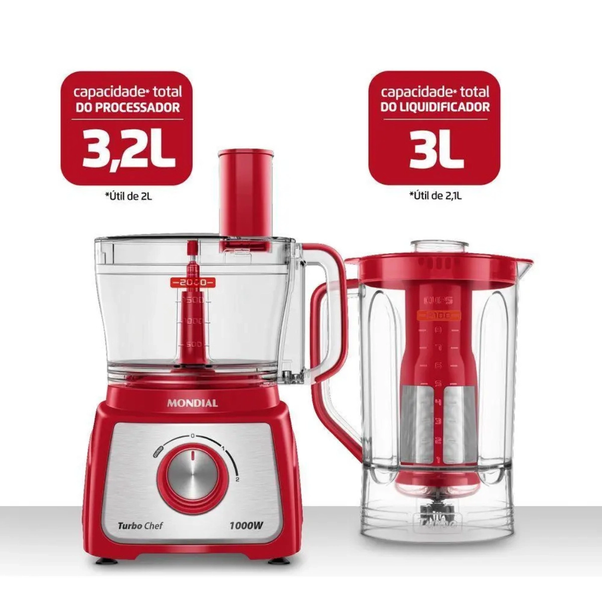 MULTI PROCESSADOR TURBO CHEF MONDIAL RED 1000W 4 ACESSÓRIOS 127V MULTI PROCESSADOR TURBO CHEF MONDIAL RED 1000W 4 ACESSÓRIOS 127V