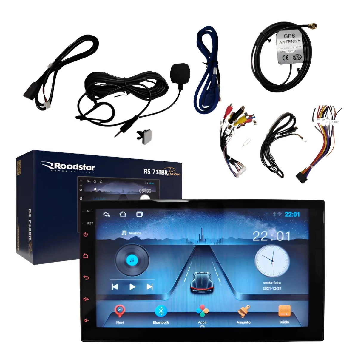 MULTIMÍDIA 7 ANDROID CARPLAY RS-718BR PRO LINE ROADSTAR GPS PRETO