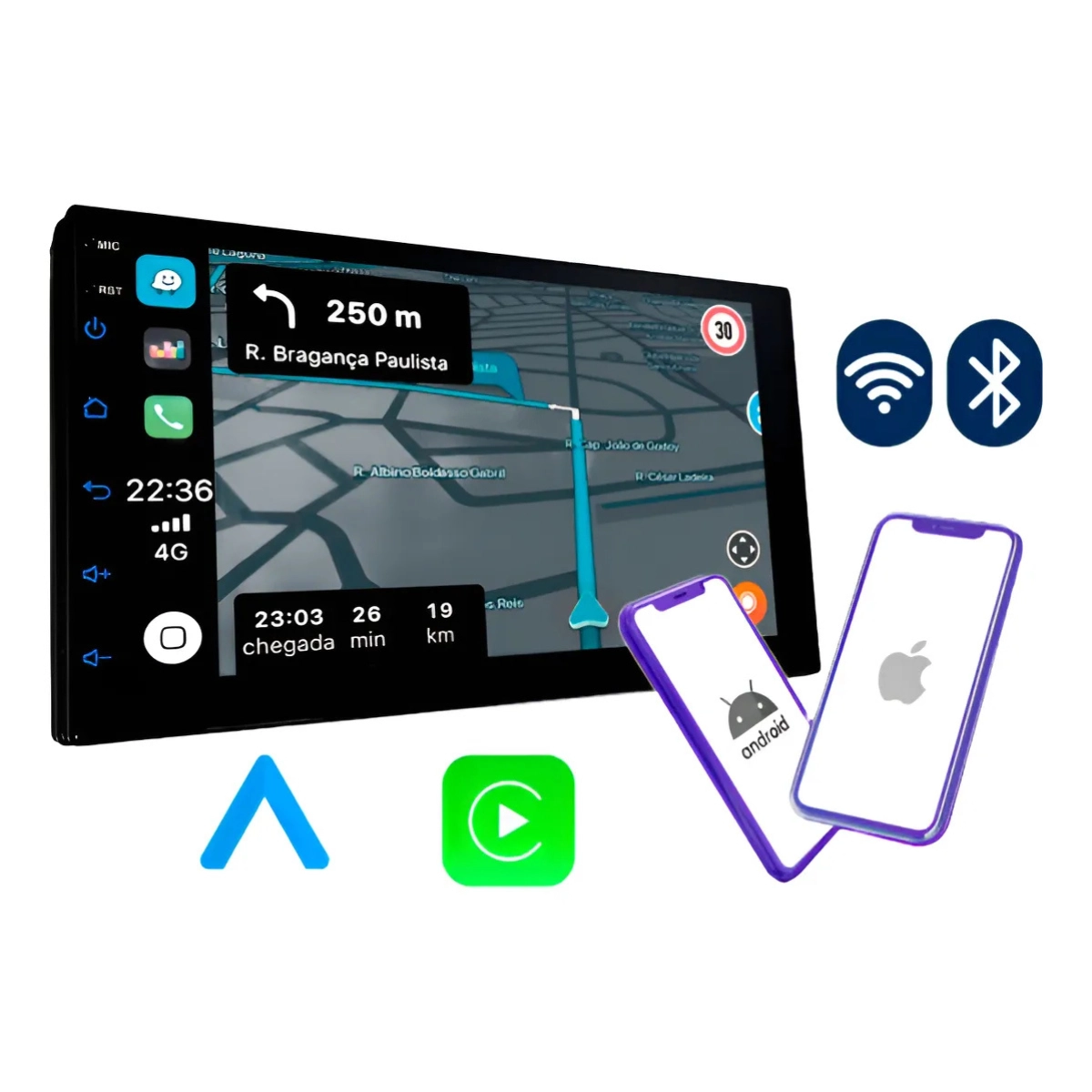 MULTIMÍDIA 7 ANDROID CARPLAY RS-718BR PRO LINE ROADSTAR GPS PRETO