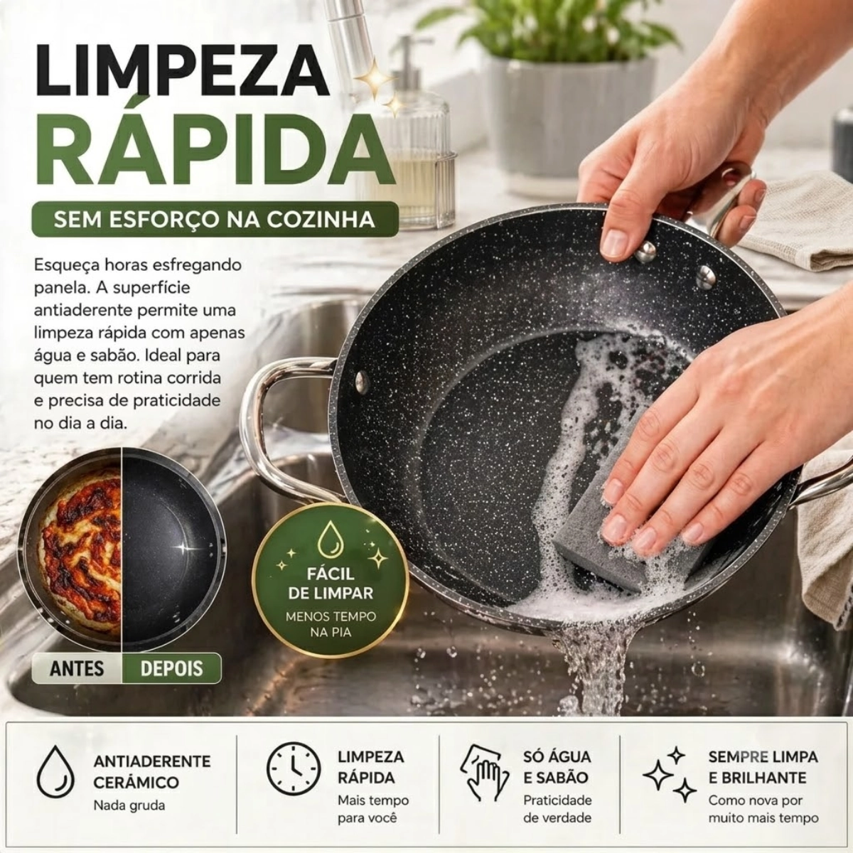 Neuhaus Conjunto de Panelas 8 Pecas Ceramico Antiaderente e Acessorios em Silicone Ceramic Prime - B
