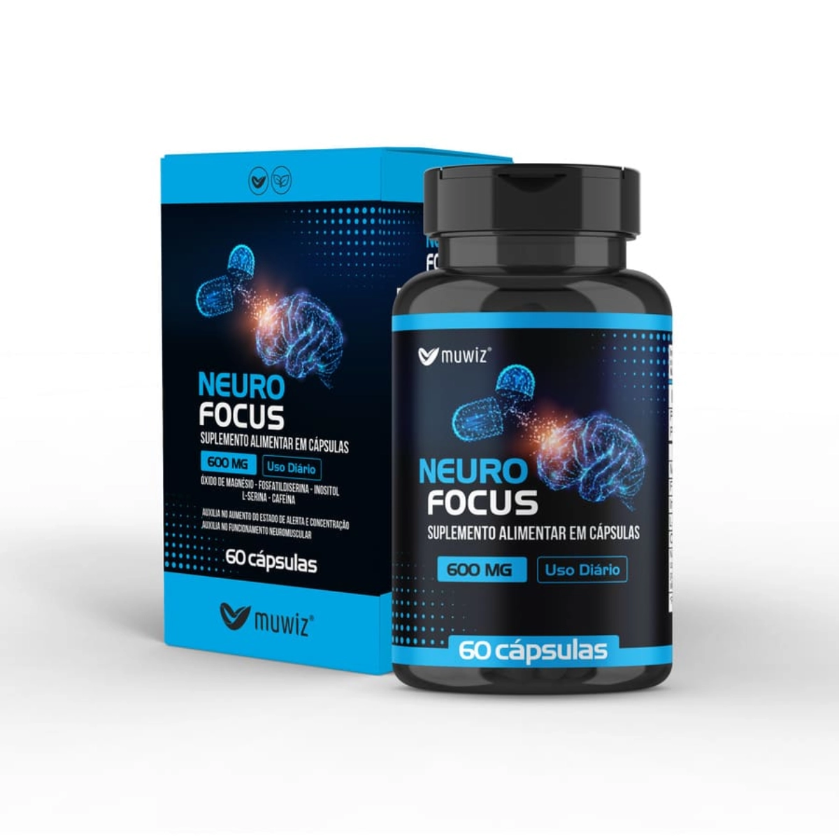 NEURO FOCUS 600MG COM 60 CAPSULAS - SUPLEMENTO ALIMENTAR PARA FOCO