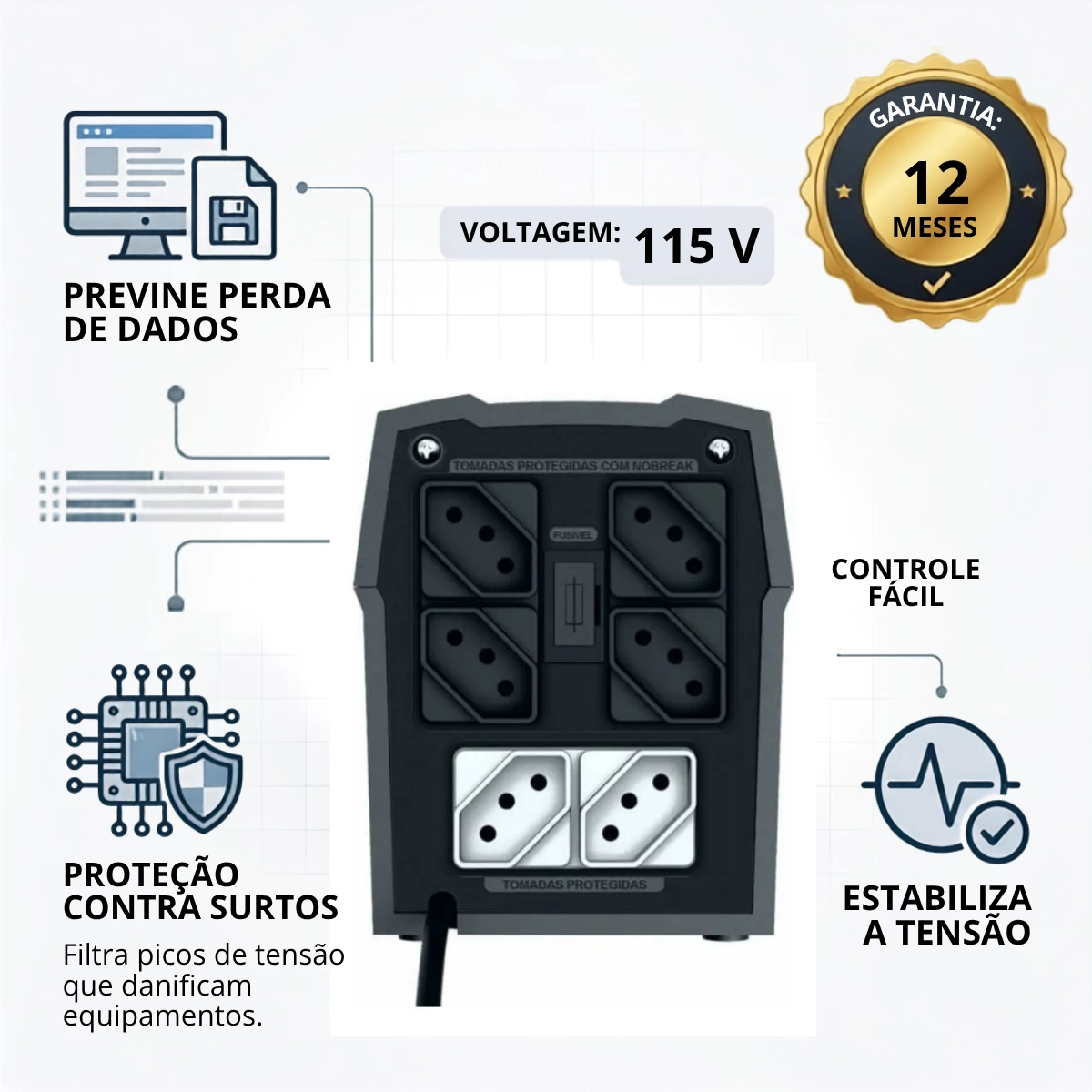 NOBREAK 600VA TS SHARA UPS MINI MONOVOLT 115V 6 TOMADAS NOBREAK 600VA TS SHARA UPS MINI MONOVOLT 115V 6 TOMADAS