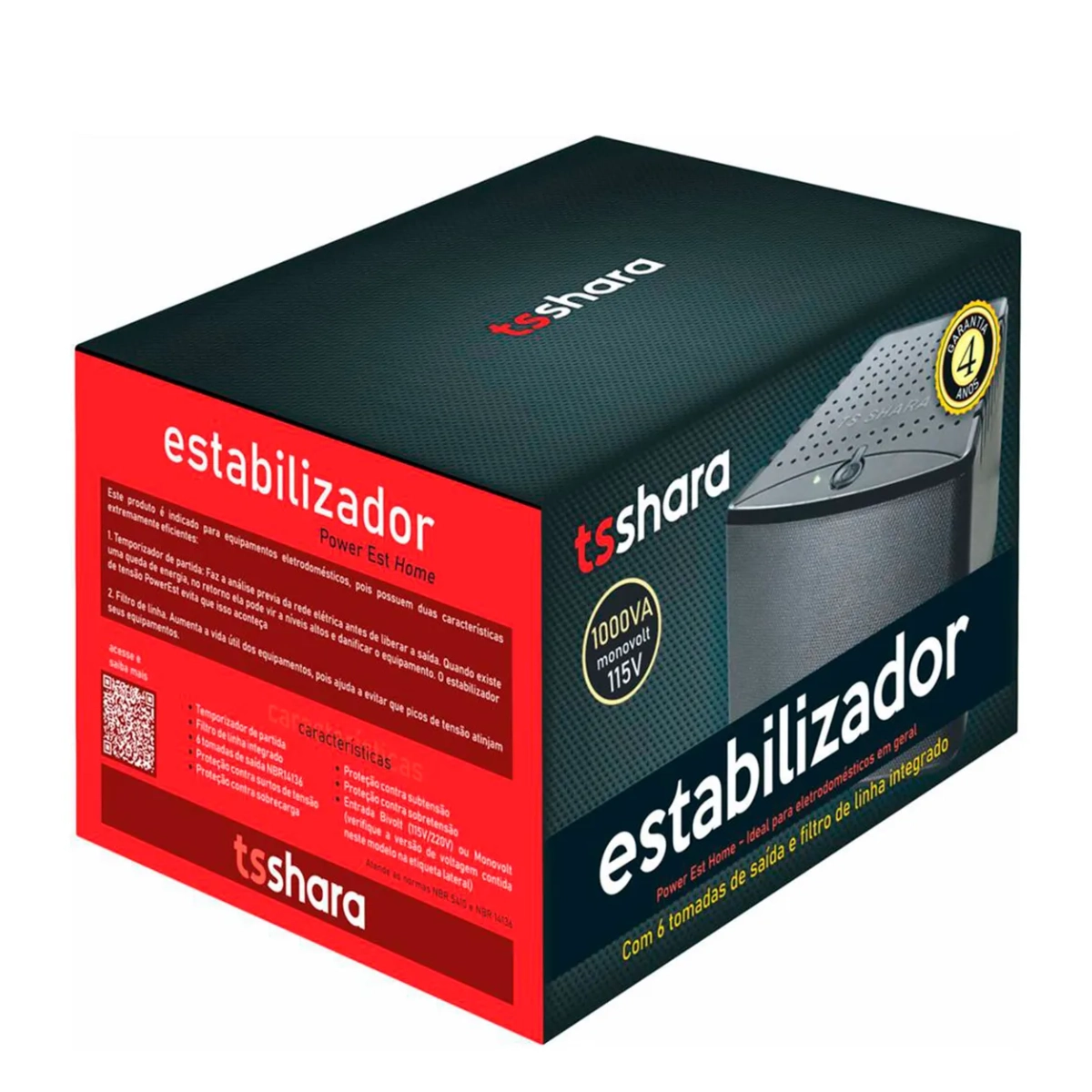 NOBREAK ESTABILIZADOR DE ENERGIA 1000VA 127V PRETO TS SHARA POWERTEST