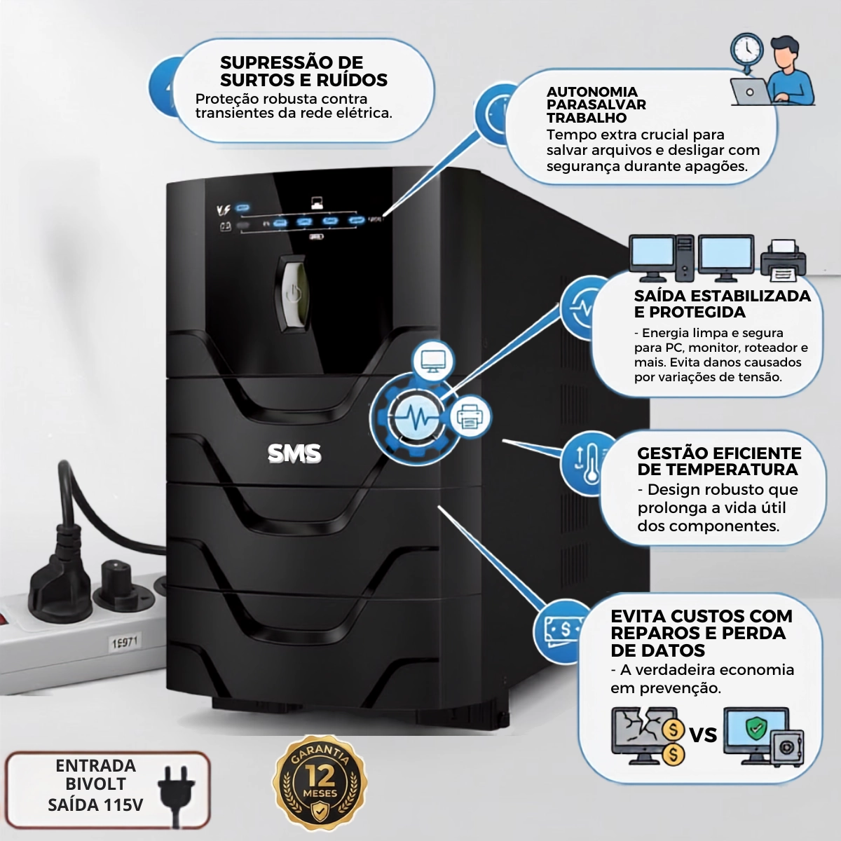 NOBREAK SMS POWER SINUS SENOIDAL NG 2400VA BIVOLT SAIDA 115V NOBREAK SMS POWER SINUS SENOIDAL NG 2400VA BIVOLT SAIDA 115V