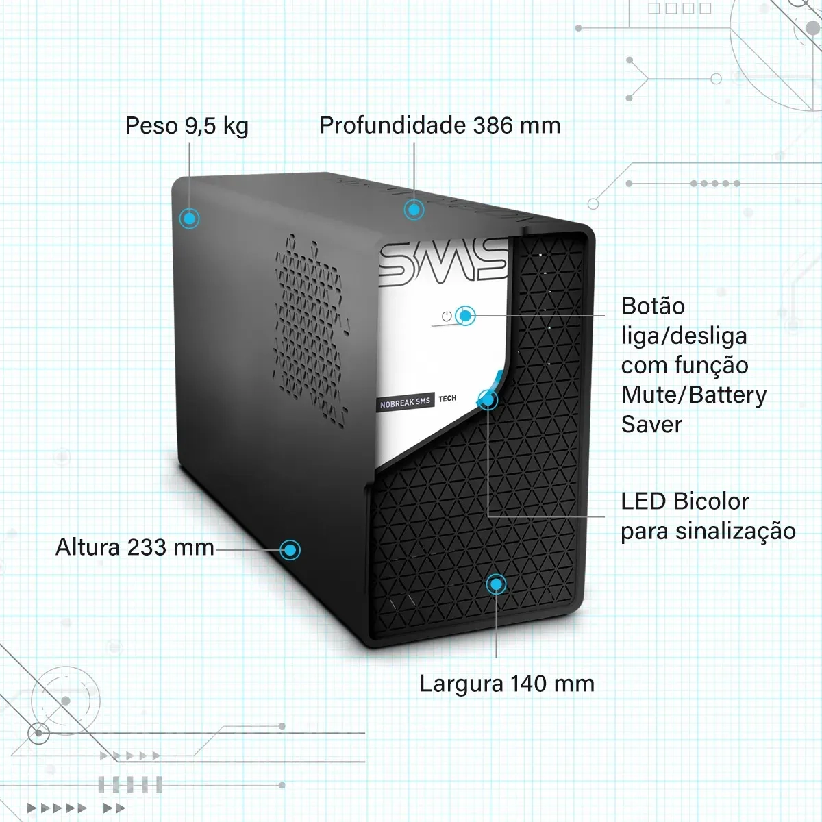 NOBREAK SMS TECH 1400VA BIVOLT AUTOMÁTICO SAÍDA 115V NOBREAK SMS TECH 1400VA BIVOLT AUTOMÁTICO SAÍDA 115V