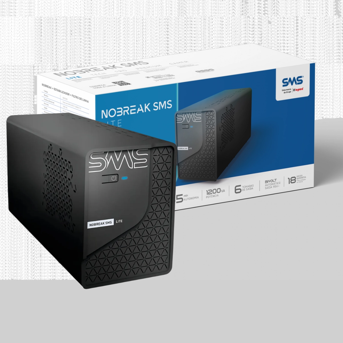 NOBREAK SMS UPS 1200VA LITE RMS PWM BIVOLT SAIDA 115V
