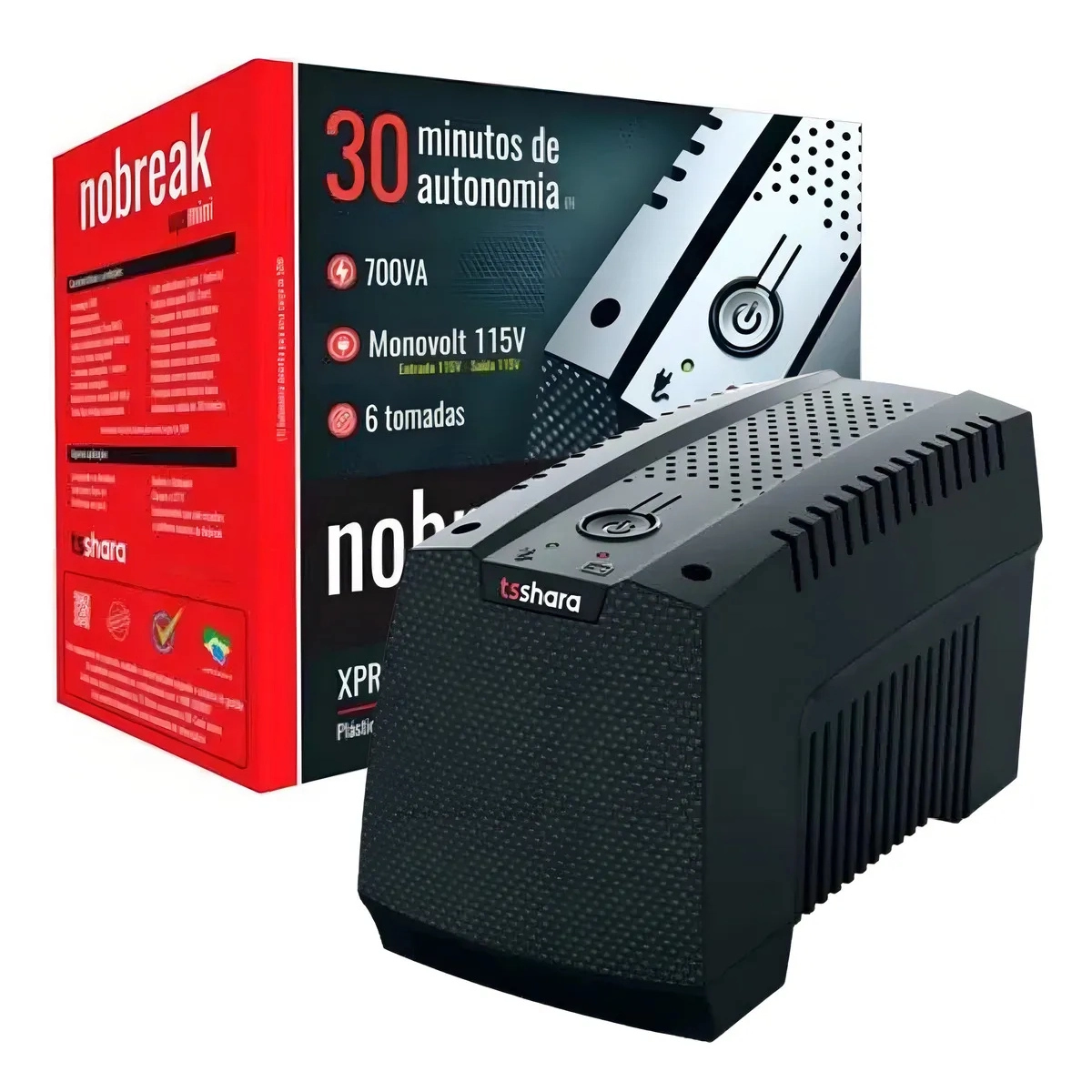 NOBREAK TS SHARA UPS MINI 700VA 6 TOMADAS BIVOLT SAÍDA 115V 30MIN AUTONOMIA NOBREAK TS SHARA UPS MINI 700VA 6 TOMADAS BIVOLT SAÍDA 115V 30MIN AUTONOMIA