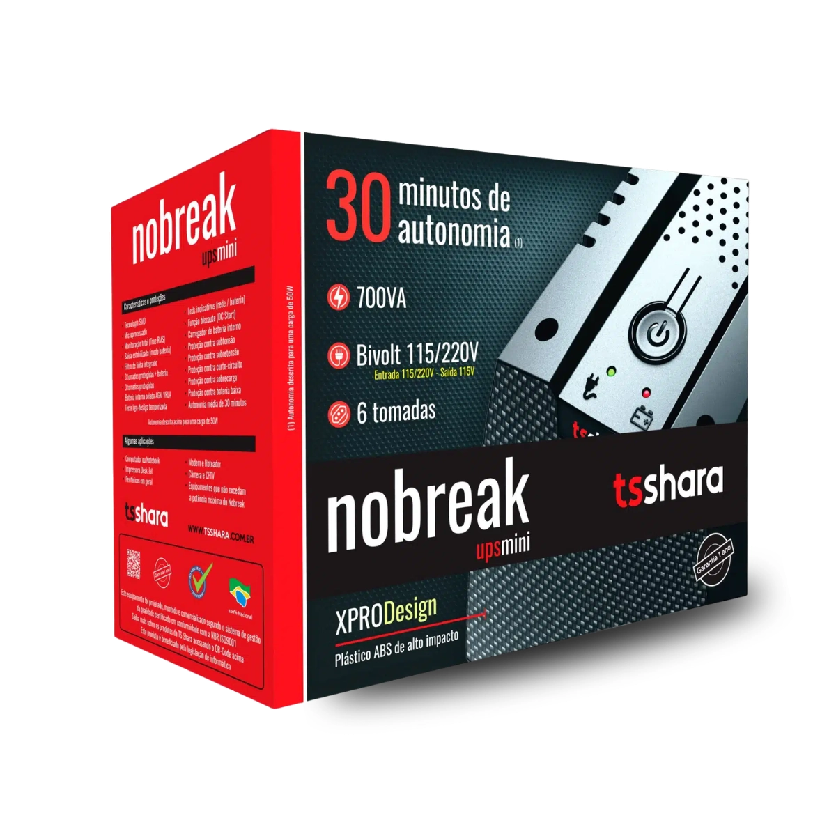 NOBREAK TS SHARA UPS MINI 700VA 6 TOMADAS BIVOLT SAÍDA 115V 30MIN AUTONOMIA NOBREAK TS SHARA UPS MINI 700VA 6 TOMADAS BIVOLT SAÍDA 115V 30MIN AUTONOMIA