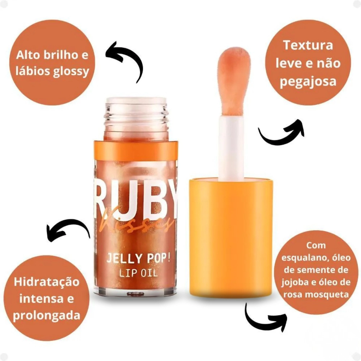 OLEO HIDRATANTE LABIAL JELLY POP RUBY KISSES COR GLAZED POP 
