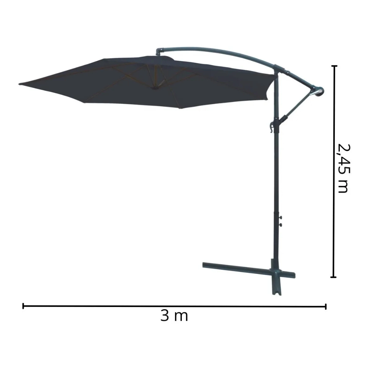 OMBRELONE LATERAL SUSPENSO 3,0M EM ALUMÍNIO AZUL IMPORTWAY