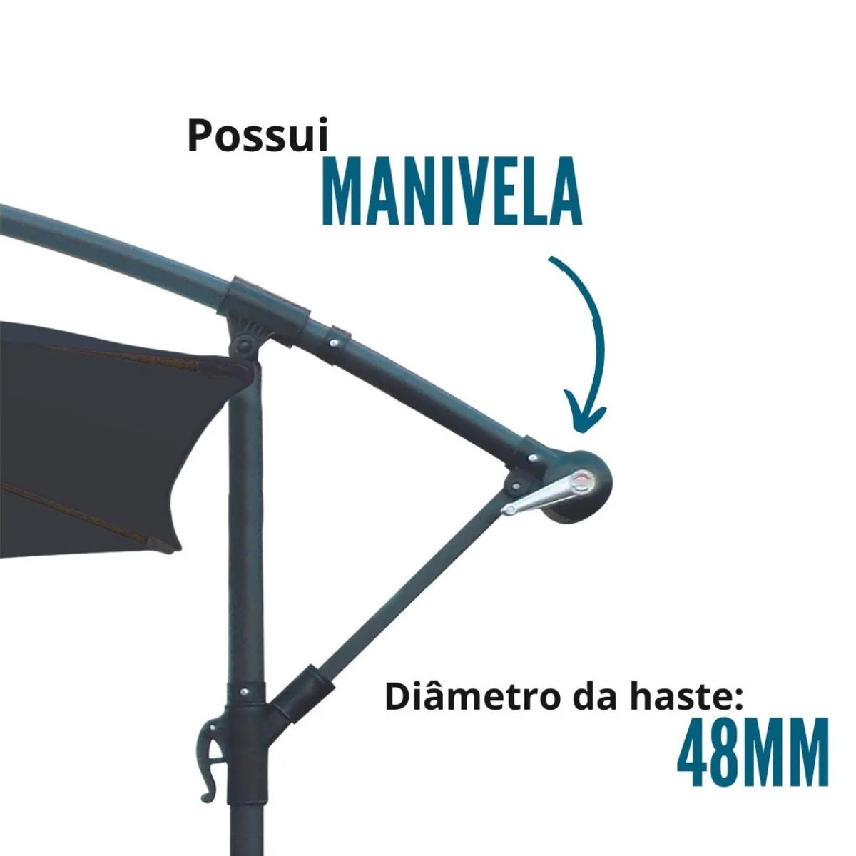 OMBRELONE LATERAL SUSPENSO 3,0M EM ALUMÍNIO AZUL IMPORTWAY