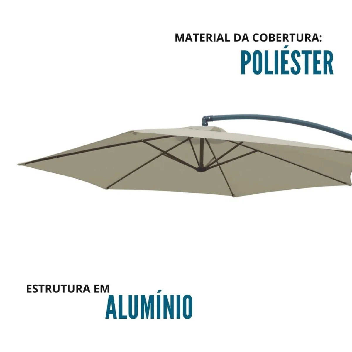 OMBRELONE LATERAL SUSPENSO 3,0M EM ALUMÍNIO BRANCO IMPORTWAY