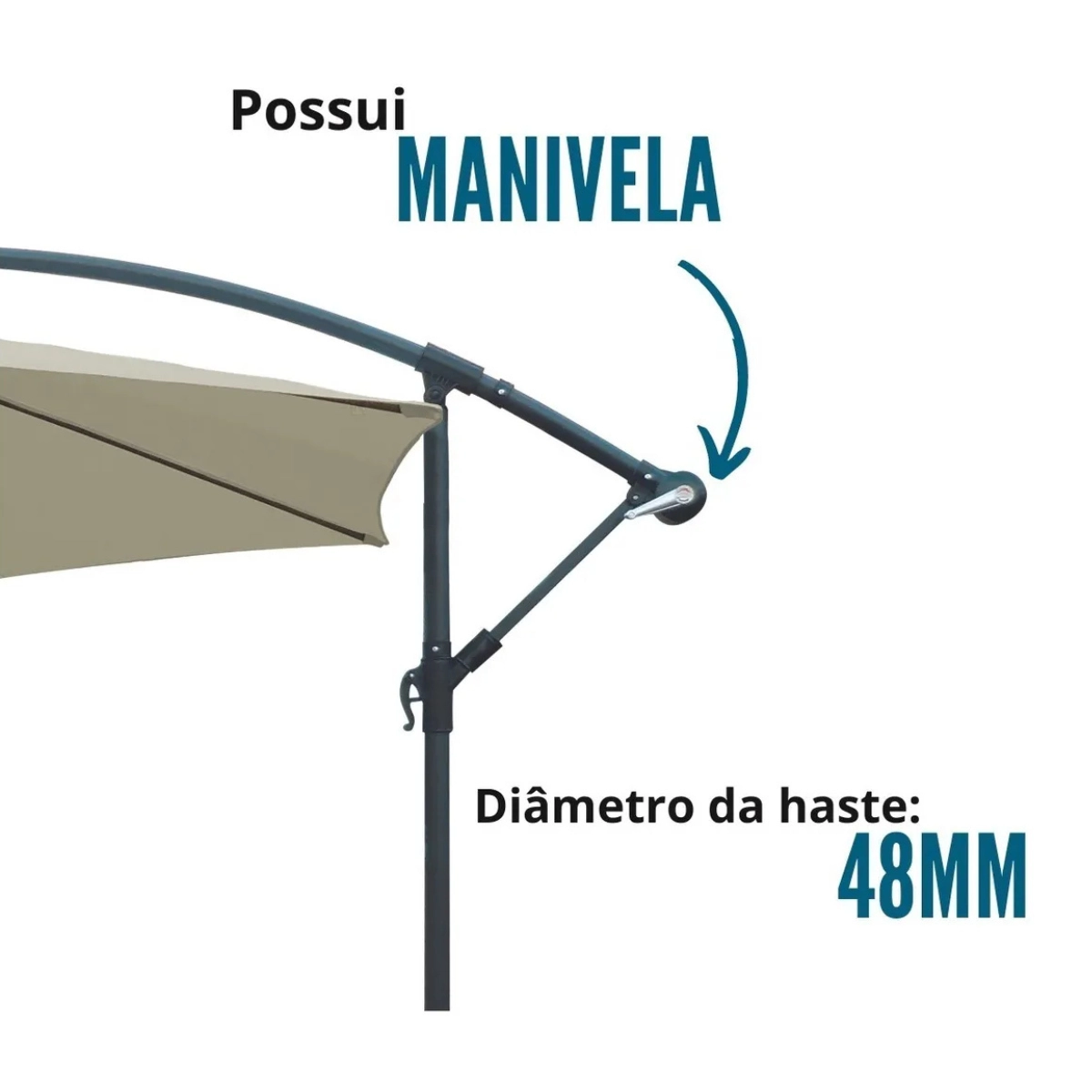 OMBRELONE LATERAL SUSPENSO 3,0M EM ALUMÍNIO BRANCO IMPORTWAY