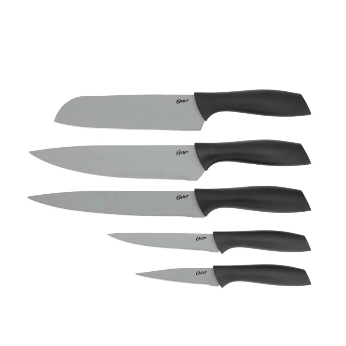 Oster Jogo de Facas 5 Pecas em Aco Inoxidavel com Revestimento Antiaderente Dunkirk - Faca Santoku 1