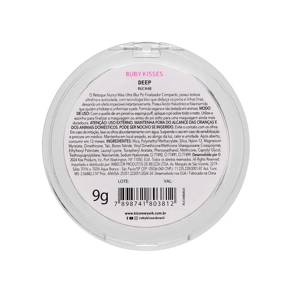PÓ FINALIZADOR COMPACTO ULTRA BLUR RUBY KISSES DEEP RETOQUE NUNCA MAIS 