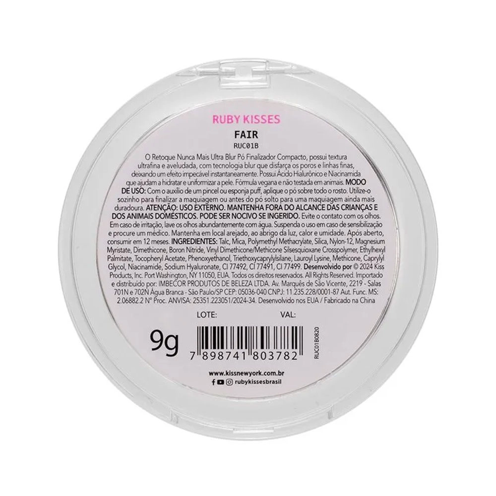PÓ FINALIZADOR COMPACTO ULTRA BLUR RUBY KISSES FAIR RETOQUE NUNCA MAIS 