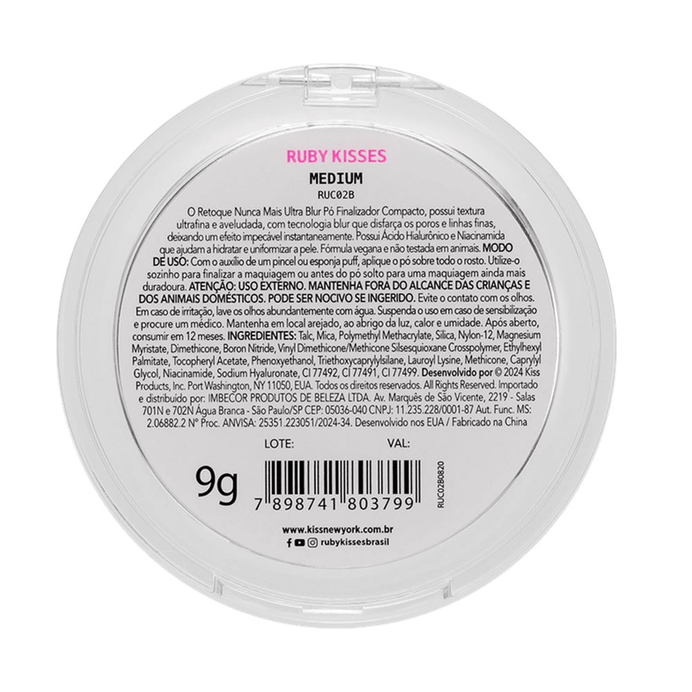 PÓ FINALIZADOR COMPACTO ULTRA BLUR RUBY KISSES MEDIUM RETOQUE NUNCA MAIS PÓ FINALIZADOR COMPACTO ULTRA BLUR RUBY KISSES MEDIUM RETOQUE NUNCA MAIS