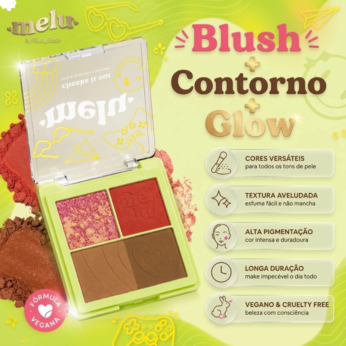 PALETA DE BLUSH E CONTORNO CHEEKS IT OUT MELU BY RUBY ROSE DOLLHOUSE PALETA DE BLUSH E CONTORNO CHEEKS IT OUT MELU BY RUBY ROSE DOLLHOUSE
