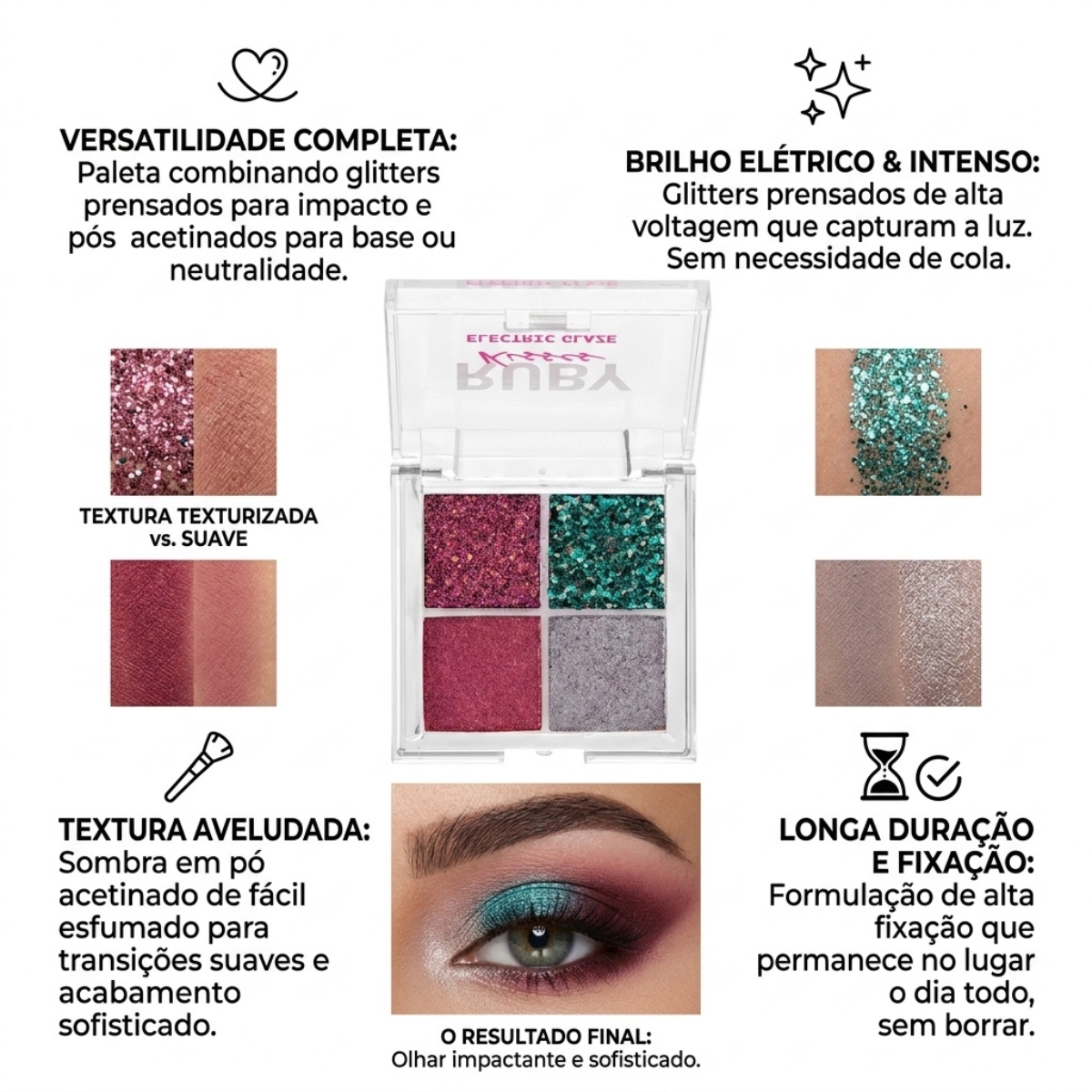 PALETA DE SOMBRAS EYESHADOW GLITTER FUCHSIA RUBY KISSES PALETA DE SOMBRAS EYESHADOW GLITTER FUCHSIA RUBY KISSES
