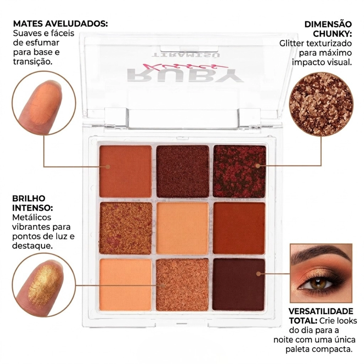 PALETA DE SOMBRAS SWEETS COLLECTION RK 9 CORES TIRAMISU PALETA DE SOMBRAS SWEETS COLLECTION RK 9 CORES TIRAMISU