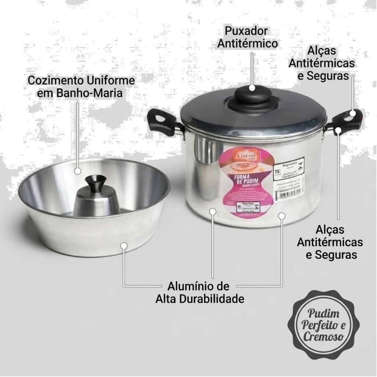 PANELA BANHO MARIA 3 EM 1 E FORMA DE PUDIM REDONDA CROMADA PANELA BANHO MARIA 3 EM 1 E FORMA DE PUDIM REDONDA CROMADA