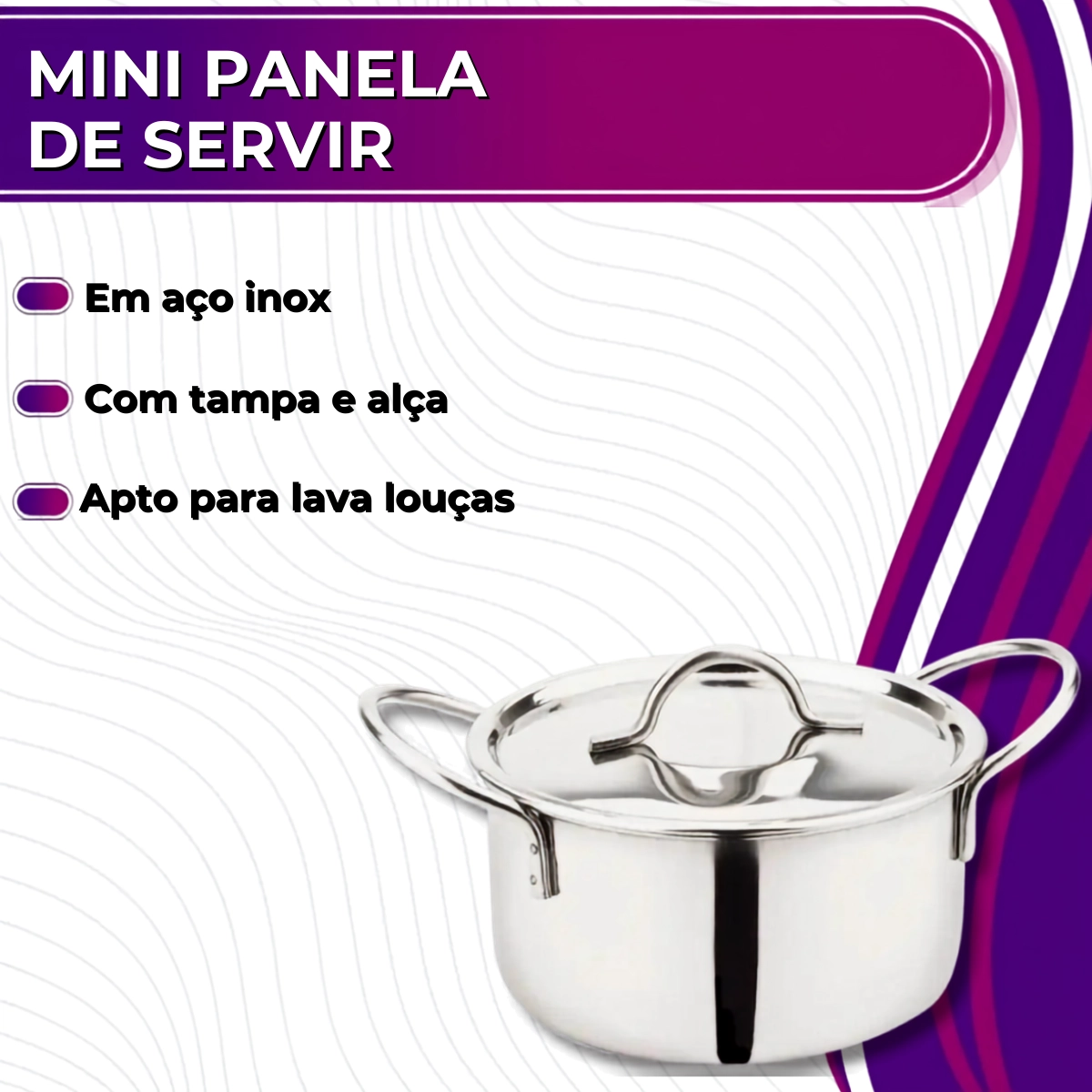 PANELA CAÇAROLA INOX COM TAMPA E ALÇA SERVIR PEQUENA TUUT INOX PANELA CAÇAROLA INOX COM TAMPA E ALÇA SERVIR PEQUENA TUUT INOX