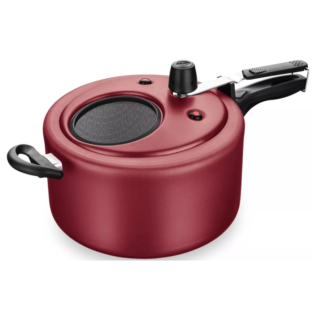 Panela De Pressão Antiaderente Cereja Com Visor 6,0l Mta