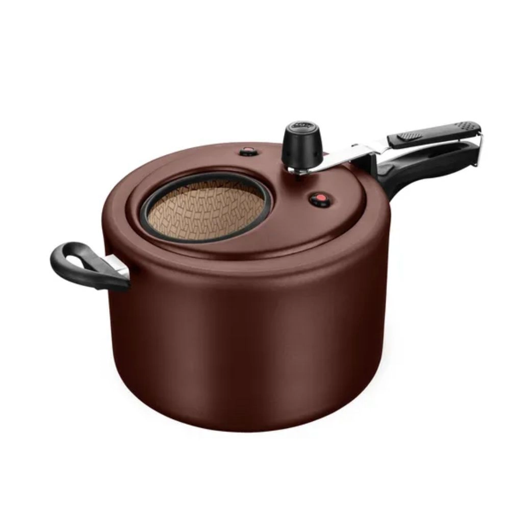 Panela De Pressão Antiaderente Cor Chocolate Com Visor 8,0L MTA