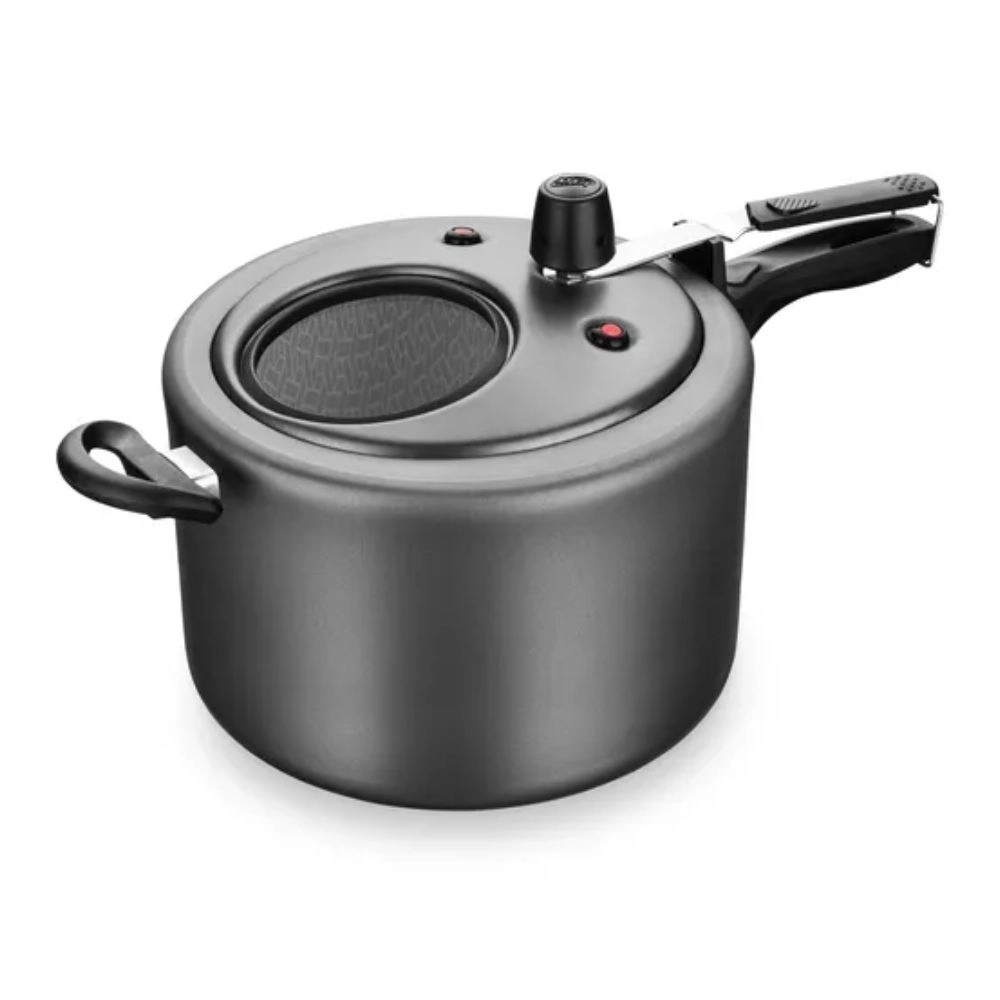 Panela De Pressão Antiaderente Cor Grafite Com Visor 8,0L MTA