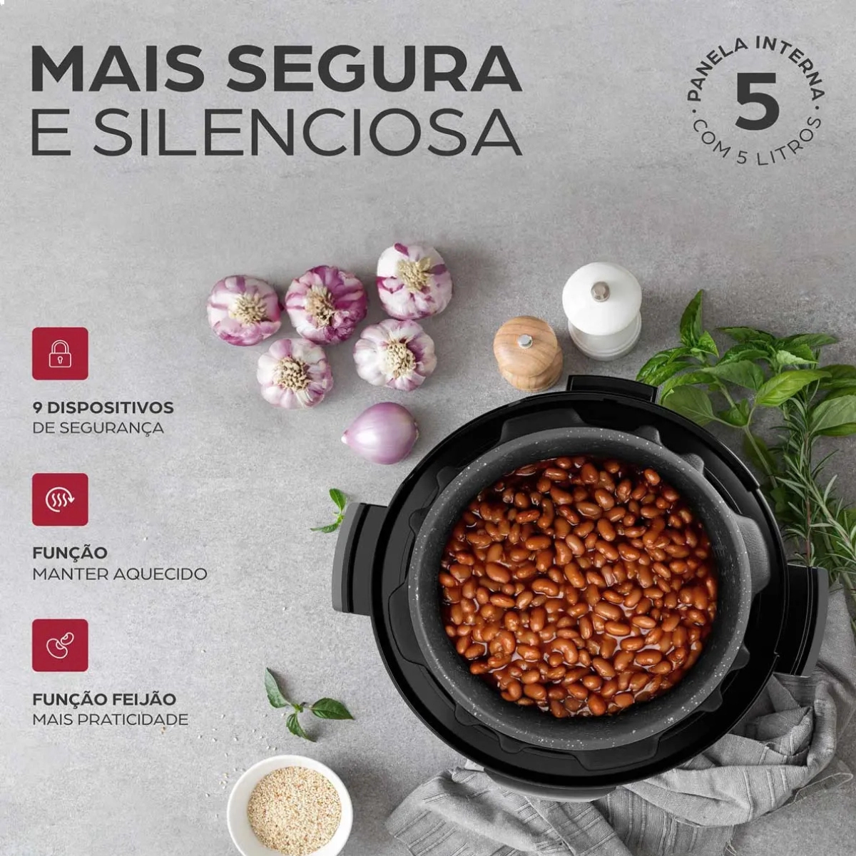 PANELA DE PRESSAO ELETRICA 900W ANTIADERENTE 5L 127V WAP EM INOX