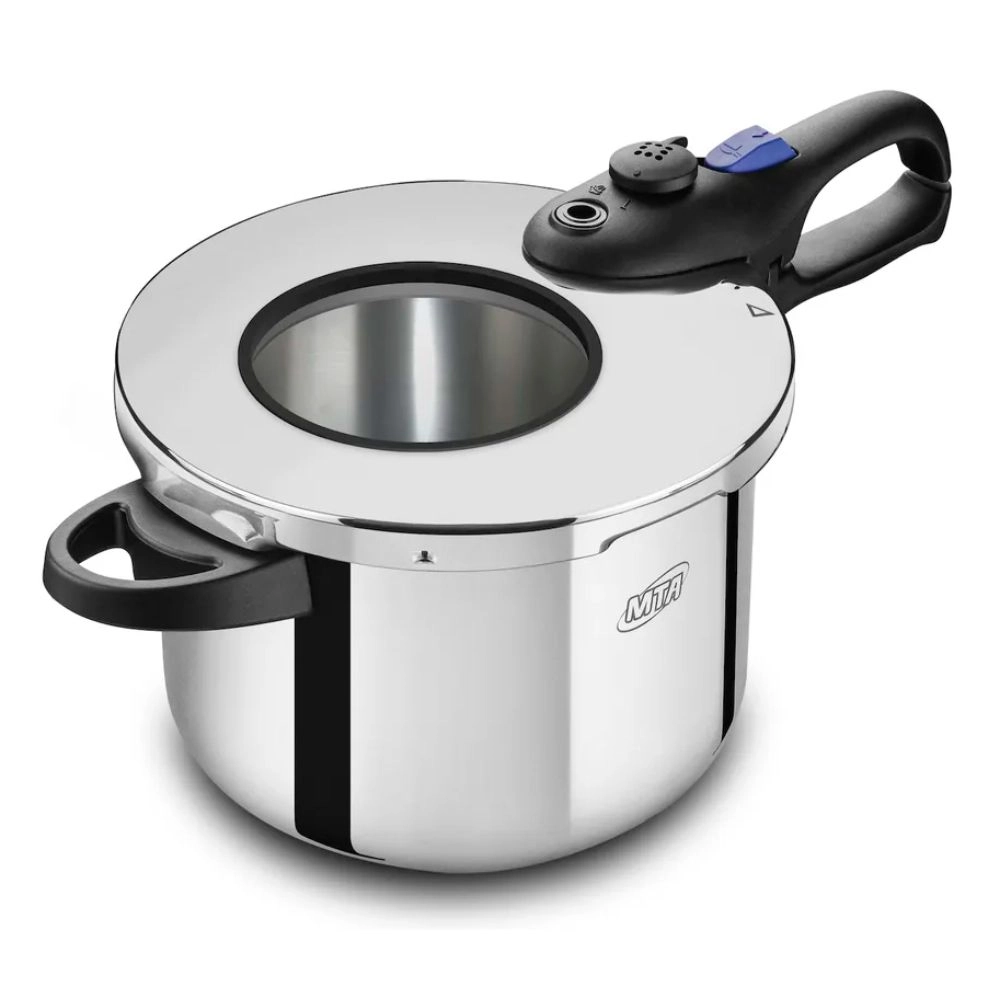 Panela de Pressao Inox com Visor de Vidro Mta N.22 / 6,0L Fundo Triplo para Inducao