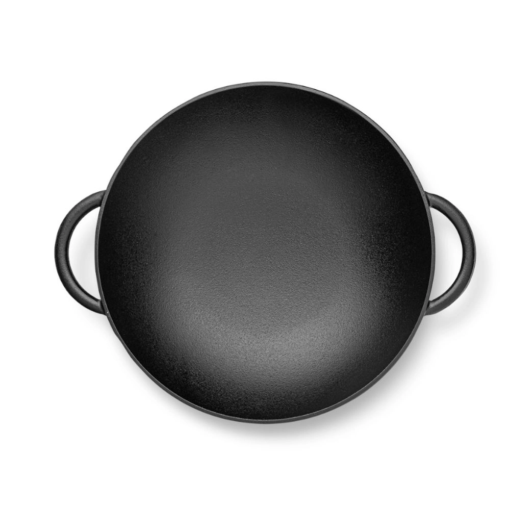 Panela Disco Wok 6,0 Litros Ferro Fundido Tampa De Vidro Mta