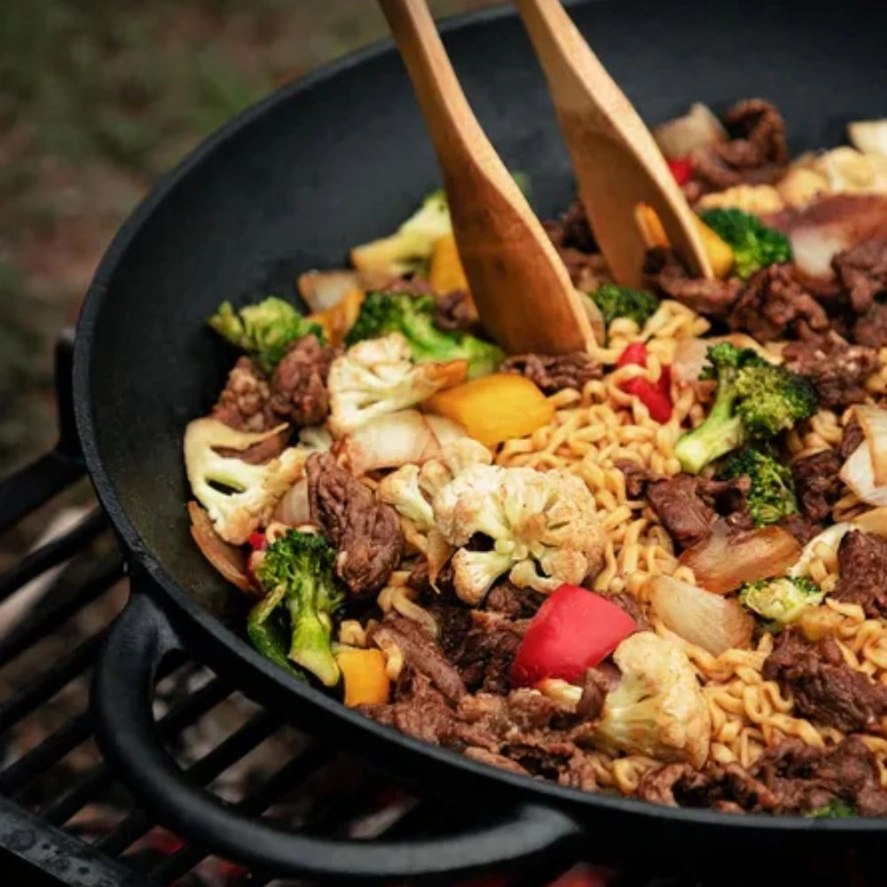 Panela Disco Wok 6,0 Litros Ferro Fundido Tampa De Vidro Mta