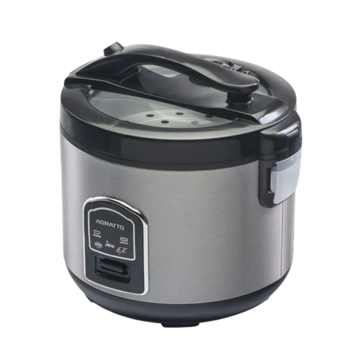 PANELA ELETRICA ARROZ COM VISOR DE VIDRO 6 XICARAS 127V INOX AGRATTO