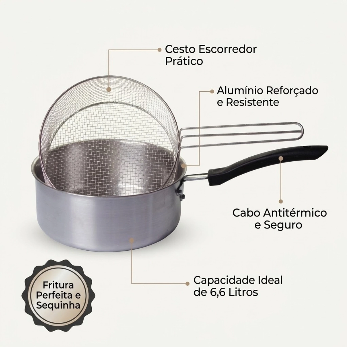 PANELA FRIGIDEIRA ALUMÍNIO CESTO DE FRITURA 6,6L ALOESTE PANELA FRIGIDEIRA ALUMÍNIO CESTO DE FRITURA 6,6L ALOESTE