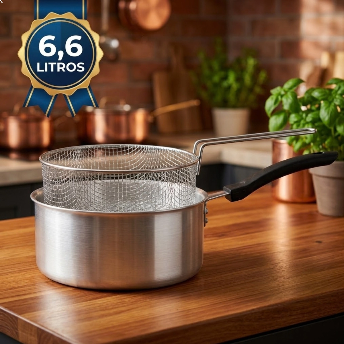 PANELA FRIGIDEIRA ALUMÍNIO CESTO DE FRITURA 6,6L ALOESTE PANELA FRIGIDEIRA ALUMÍNIO CESTO DE FRITURA 6,6L ALOESTE