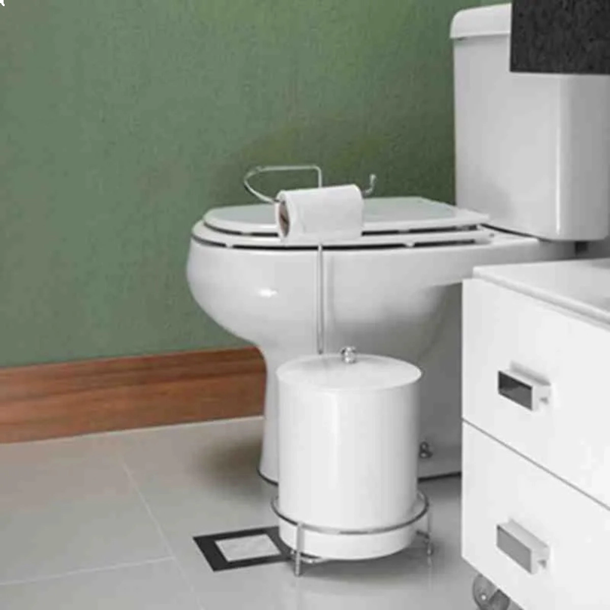 PAPELEIRA COM LIXEIRA MONACO L230 X A500 X P195 MM DOURADO SCHMITT