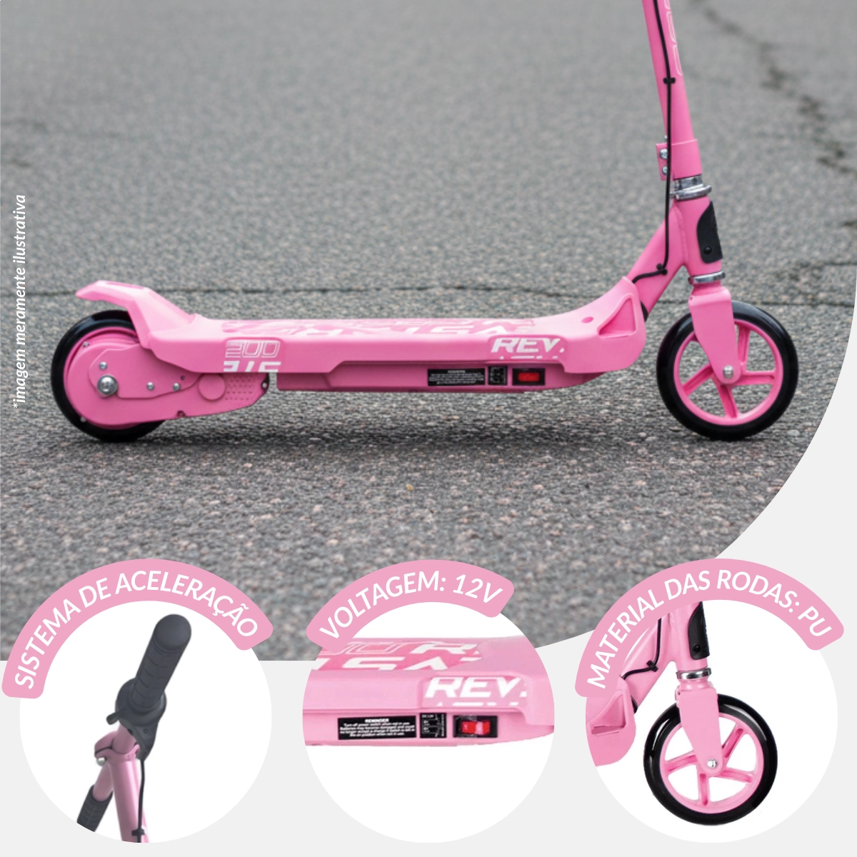 PATINETE ELETRICO INFANTIL 80W ROSA IMPORTWAY BW449RS