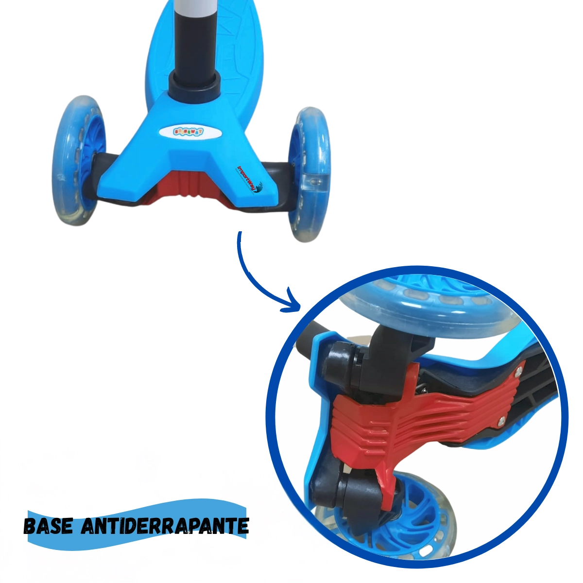 PATINETE INFANTIL 3 RODAS COM ALTURA REGULÁVEL IMPORTWAY BW011 AZUL