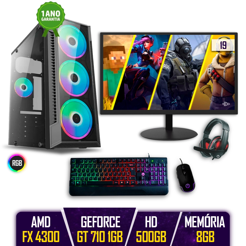 Pc Gamer Completo Bestboy Amd Fx 4300 8gb Hd 500gb Gt 710