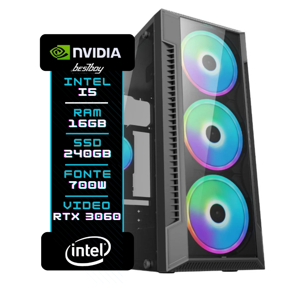 PC Gamer Dragon Diamond, Intel I5, 10400f, 16gb, Ssd 256gb, Rtx 3060 12gb, Windows 10 Trial - BestBoy