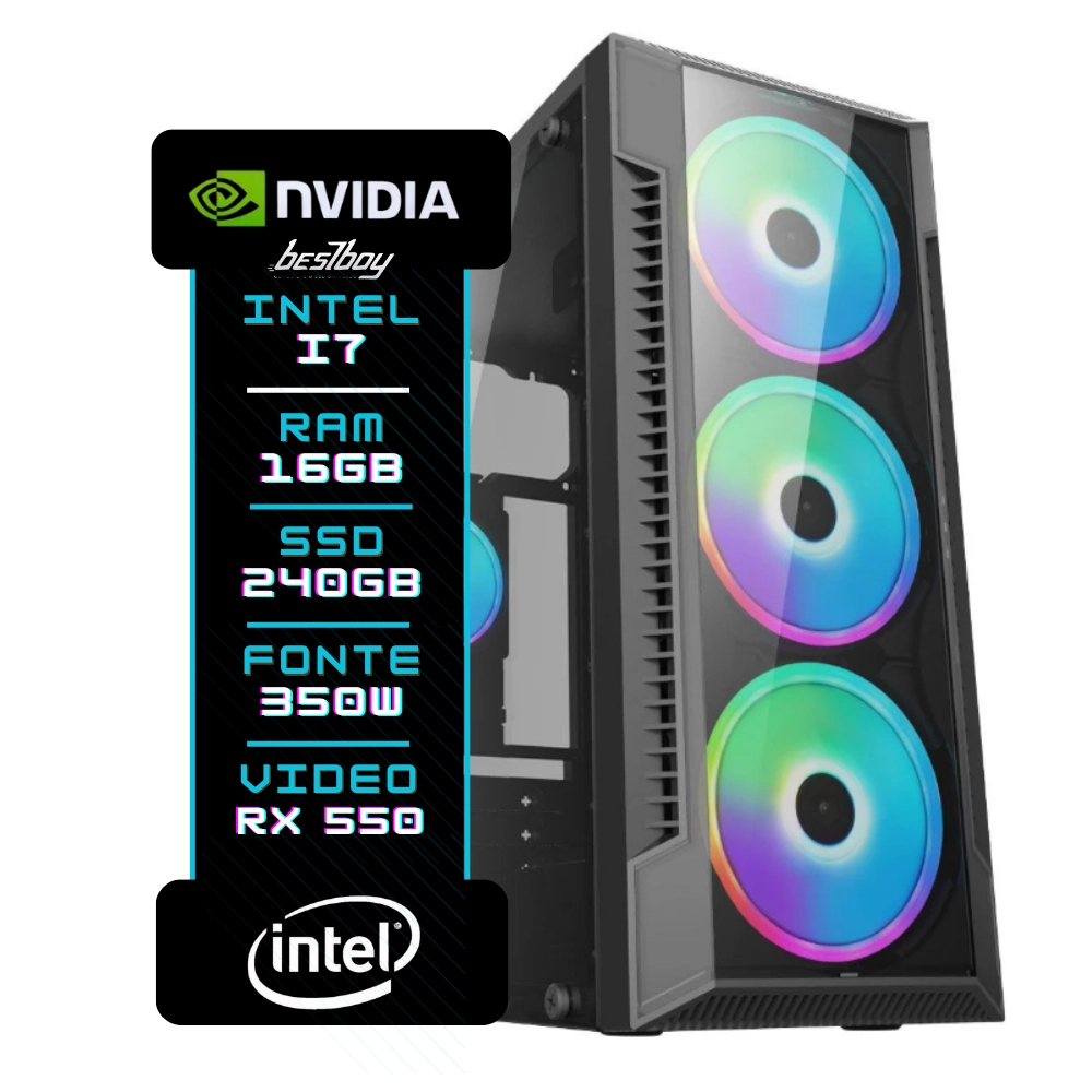 PC GAMER INTEL I7 3° GERAÇÃO 16GB RX 550 4GB SSD 240GB KIT TECLADO/MOUSE WINDOWS 10 TRIAL - BESTBOY