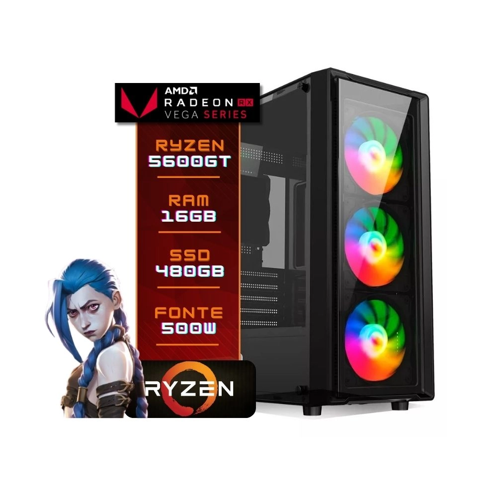 PC GAMER RYZEN 5 5600GT 16GB RAM SSD 480GB - PERFORMANCE E QUALIDADE PARA GAMERS - WINDOWS 10 TRIAL BESTBOY