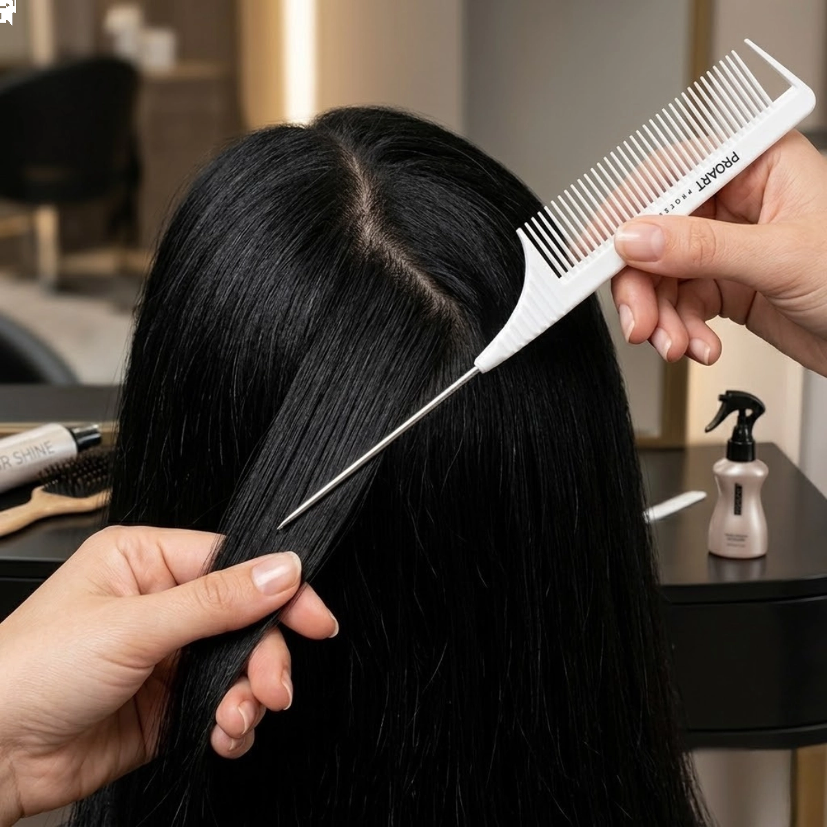 PENTE FINO SEPARADOR DE MECHAS COM CABO DE METAL PARA ALISAMENTO PROART BRANCO 