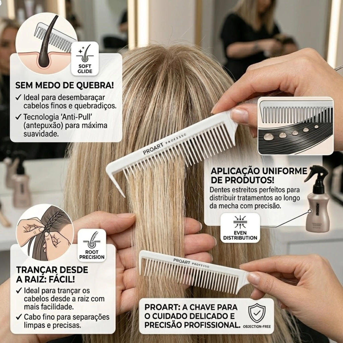 PENTE PROART PROFISSIONAL RESISTENTE PARA COLORAÇÃO E ALISAMENTO BRANCO PENTE PROART PROFISSIONAL RESISTENTE PARA COLORAÇÃO E ALISAMENTO BRANCO