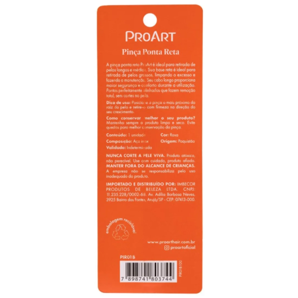 Pinça Ponta Reta Rosa Proart