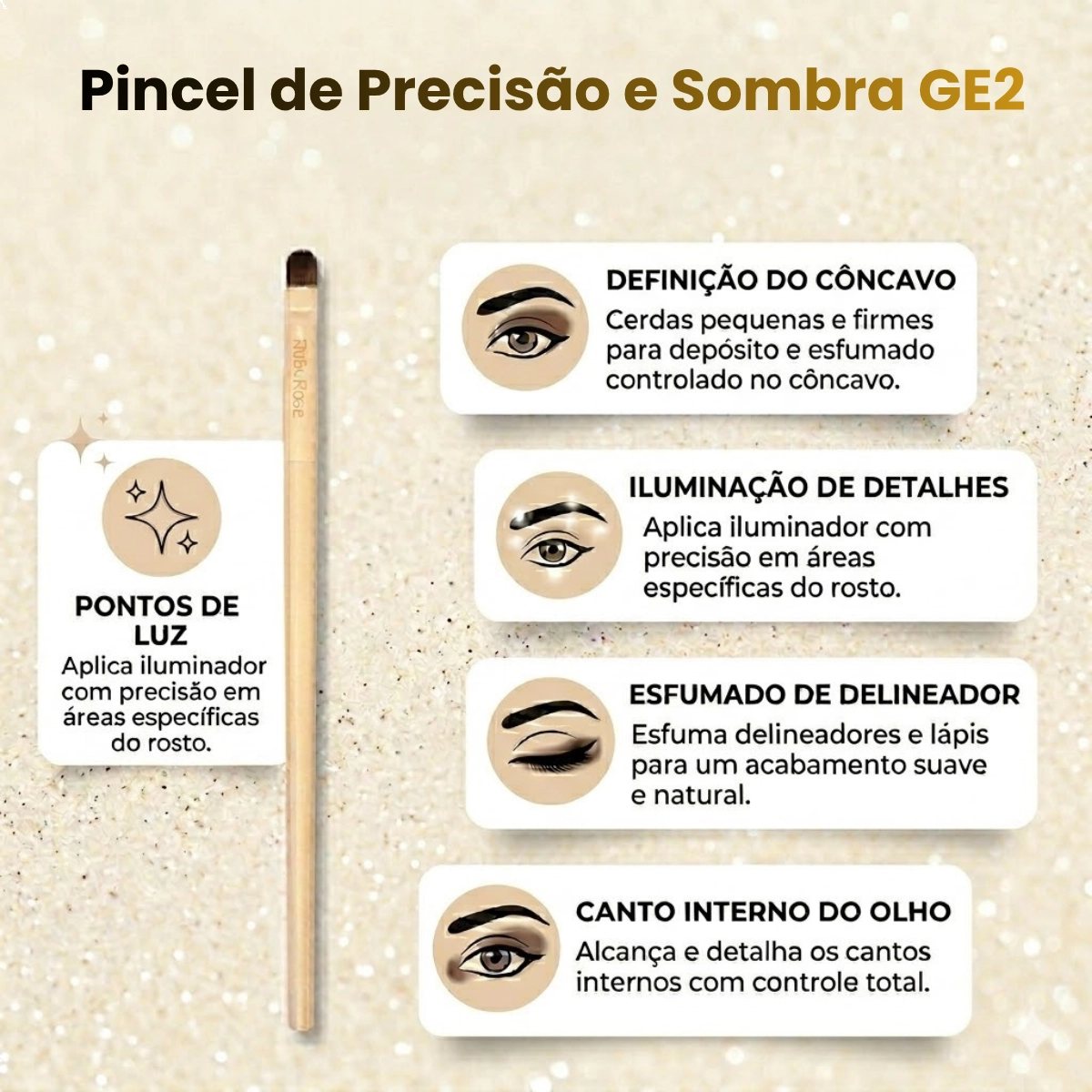 PINCEL DE MAQUIAGEM GE2 PRECISÃO E SOMBRA GLASS RUBY ROSE